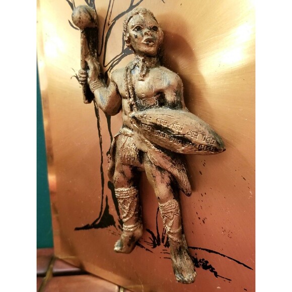 Vintage Zulu Warrior 3D Copper Wall Art 9"x6" - Picture 4 of 5